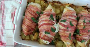 Recette Poulet au boursin, lard et pommes de terre
