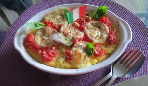 Recette Gratin de polenta (ou semoule) à la tomate et à la mozzarella