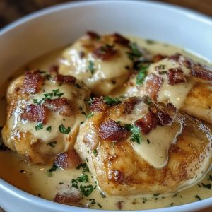 Recette Divine : Poulet Crémeux aux Lardons au Four – Un Plat Réconfortant pour Émerveiller Vos Papilles