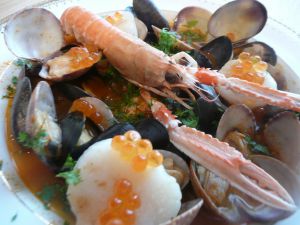Recette Soupe de Fruits de Mer : langoustines, saint-jacques, palourdes et moules de bouchot : El Pollo en route vers le grand bleu