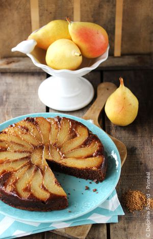 Recette Gâteau renversé chocolat et poire, vegan