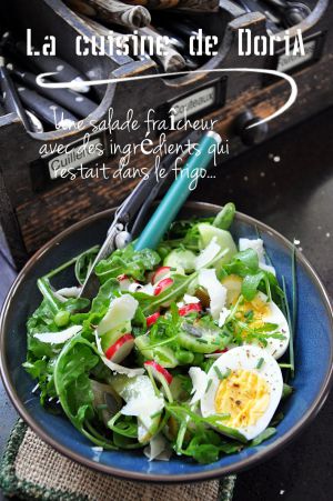 Recette Salade fraîcheur au radis, cornichons, concombre... et oeuf bio