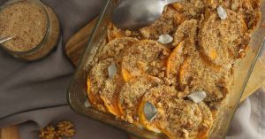 Recette Gratin de butternut, oignon, châtaignes et noix