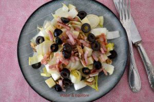 Recette Salade d’endives aux lardons, comté, olives et noix
