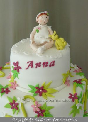 Recette Gâteau bâteme pour Anna... déco en pâte à sucre