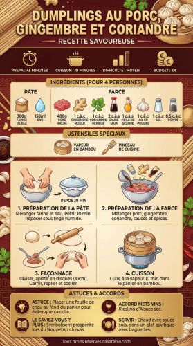 Recette Dumplings au porc, gingembre et coriandre : recette savoureuse