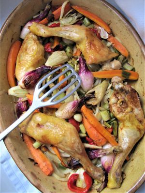 Recette Cuisses de poulet aux légumes au four
