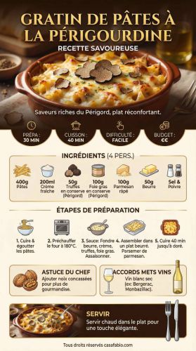 Recette Gratin de pâtes à la périgourdine : recette savoureuse
