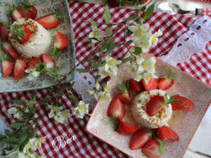 Recette Faisselle au sirop de fleurs de sureau et fraises du jardin