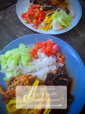 Recette Pique-nique créole comme à la Réunion: civet canard, rôti porc et leurs accompagnements