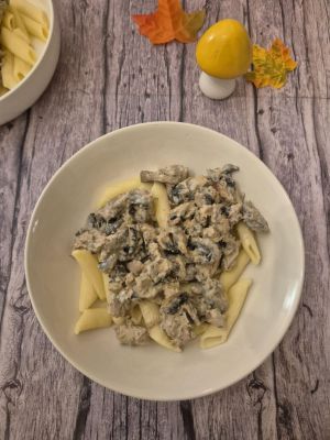 Recette Penne au thon, champignons et crème