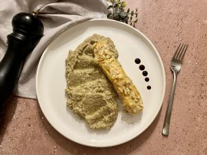 Recette Filet de saumon aux amandes et caviar d’aubergines