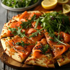 Recette Pizza au saumon fumé et roquette : recette facile