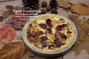 Recette Tarte forestière aux champignons des bois et magret de canard séché