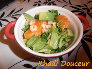 Recette Salade de crevettes, avocat et mandarine