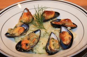 Recette Risotto à l'aneth et moules gratinées