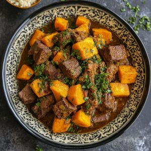 Recette Tajine Bœuf et Patates Douces : Recette Savoureuse