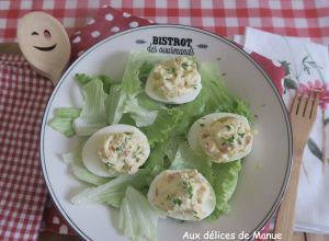 Recette Œufs mimosa au chèvre frais et tomates séchées