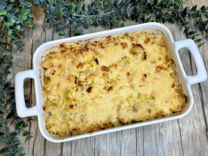 Recette Gratin de lieu aux poireaux et moutarde à l'ancienne