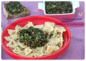 Recette Farfalles au pesto de fanes de betteraves – Vegan