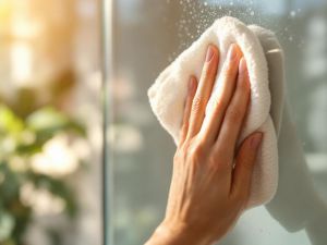 Recette Entretenir des vitres de douche traitées anti calcaire avec chiffon doux et eau tiède