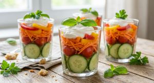 Recette Délice de verrines aux crudités et fromage frais : une recette simple et gourmande