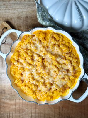 Recette Gratin de pâtes au potimarron et comté