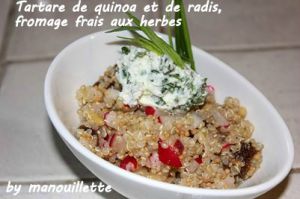 Recette Tartare de quinoa et de radis, fromage frais aux herbes