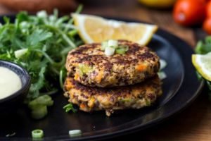 Recette Galettes de quinoa rouge au saumon