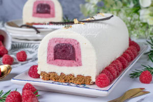 Recette Bûche à la vanille et framboise