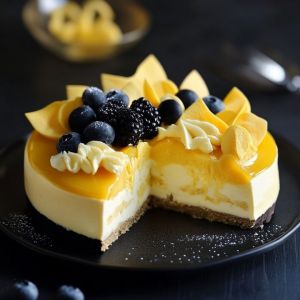 Recette Gâteau Mangue-Myrtilles