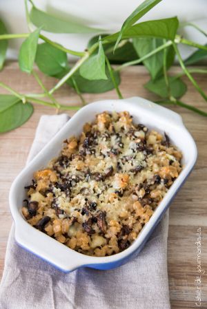 Recette Gratin de crozets végétarien aux champignons