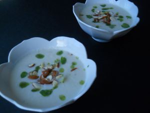 Recette Ajo blanco de fenouil, amandes et huile d’origan