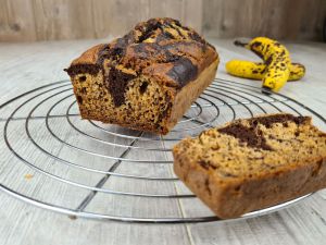 Recette Cake à la banane marbré vanille/chocolat (sans sucre ni beurre