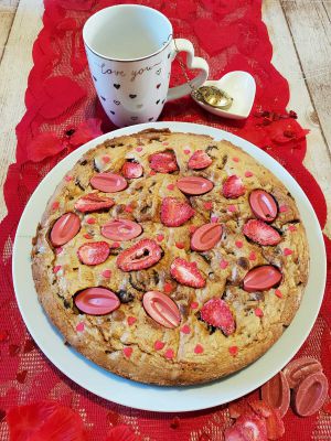 Recette Cookie géant à la fraise à partager