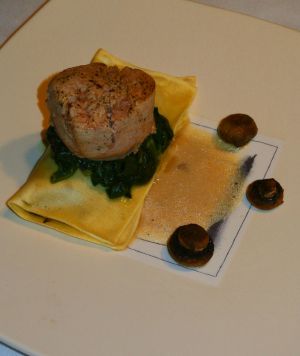 Recette Filet mignon de porc, lasagnes de champignons et épinards