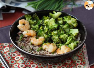 Recette Riz complet accompagné de brocolis et crevettes! facile et équilibré