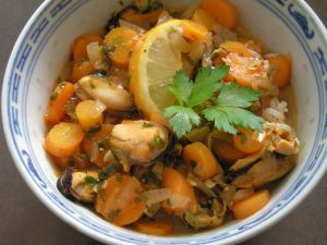 Recette Tajine de moules aux carottes à la chermoula