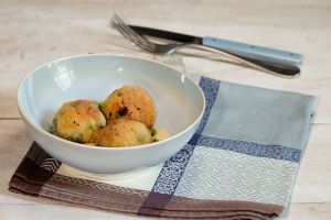 Recette Croquettes de risotto aux petits pois, mortadelle et crème d'artichaut