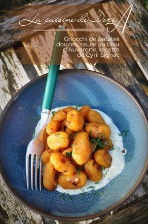 Recette Gnocchis à la patate douce, carottes & sauce au bleu d'Auvergne