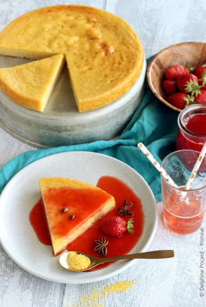 Recette Flan de polenta au coulis de fraises et badiane