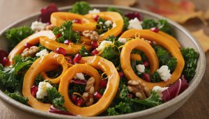 Recette Découvrez cette salade tiède de courge crue, croquante et délicatement parfumée à l’orange : une surprise gourmande et rafraîchissante pour prolonger la magie des fêtes