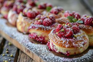 Recette Délectez-vous avec ces brioches rolls à la framboise, pistaches et chocolat blanc, sans cannelle