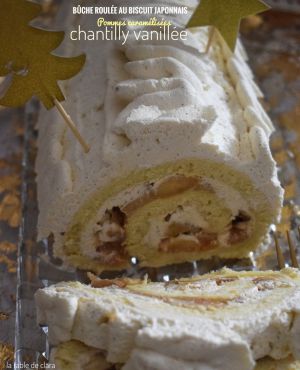 Recette Bûche roulée biscuit japonnais pommes et chantilly