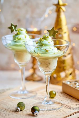 Recette Verrines sapin de Noël à la pistache façon cheesecake
