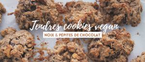 Recette Tendres cookies aux flocons d’avoine, noix et pépites de chocolat (vegan)