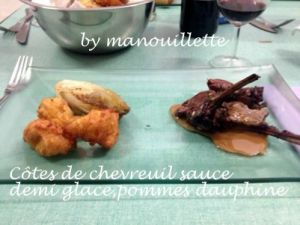 Recette Côtes de chevreuil sauce demi glace, pommes dauphines