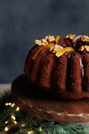 Recette Bundt cake chocolat, noix et écorces d'orange confites