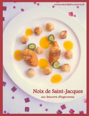Recette Noix de Saint-Jacques au beurre d'agrumes et sa purée de patate douce à la fève tonka