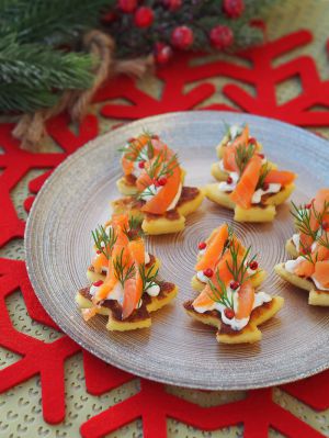 Recette Griesknepfle sapins de Noël truite fumée et raifort